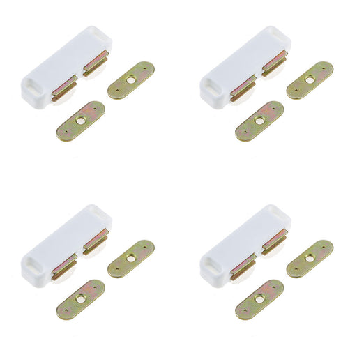 PACK Premium Magnetic Catches Cabinets 62x18mm White Cupboard Door Catch