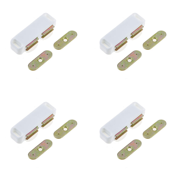 PACK Premium Magnetic Catches Cabinets 62x18mm White Cupboard Door Catch