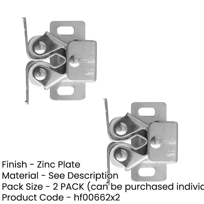PACK Durable Double Roller Catch 31x18mm Zinc Plate Secure Cabinet Closure Cupboard Door Catch (1)-1