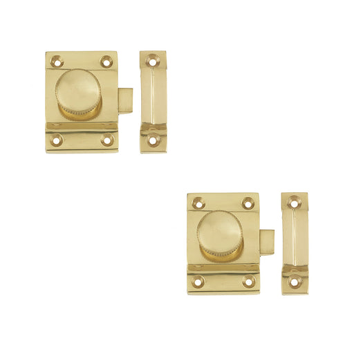 PACK Durable Polished Brass Cabinet Catch 56x36mm Secure Closure Cupboard Door Catch (1)