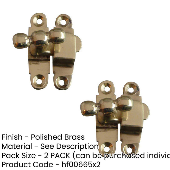 PACK Premium 40mm Polished Brass Showcase Catch Cabinets Cupboard Door Catch (1)-1