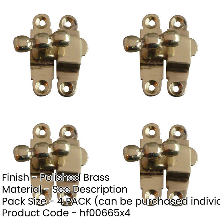 PACK Premium 40mm Polished Brass Showcase Catch Cabinets Cupboard Door Catch-1