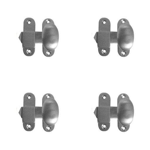 PACK Satin Chrome Throw Over Catch 51mm Glass Cabinets Cupboard Door Catch