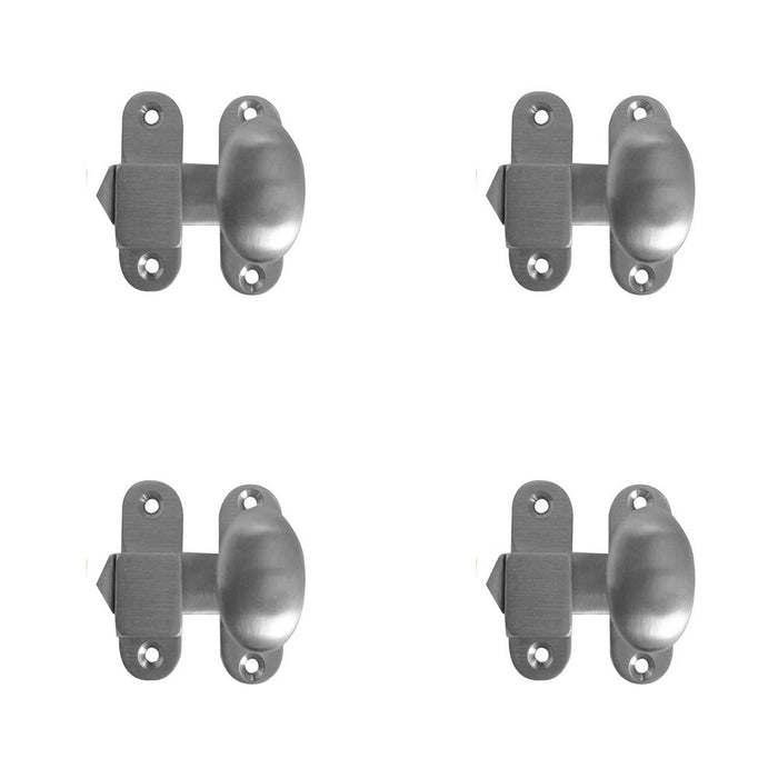 PACK Satin Chrome Throw Over Catch 51mm Glass Cabinets Cupboard Door Catch