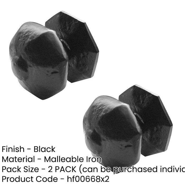 PACK Elegant Antique Black Centre Door Knob 72mm Diameter External Front Door Knob-1