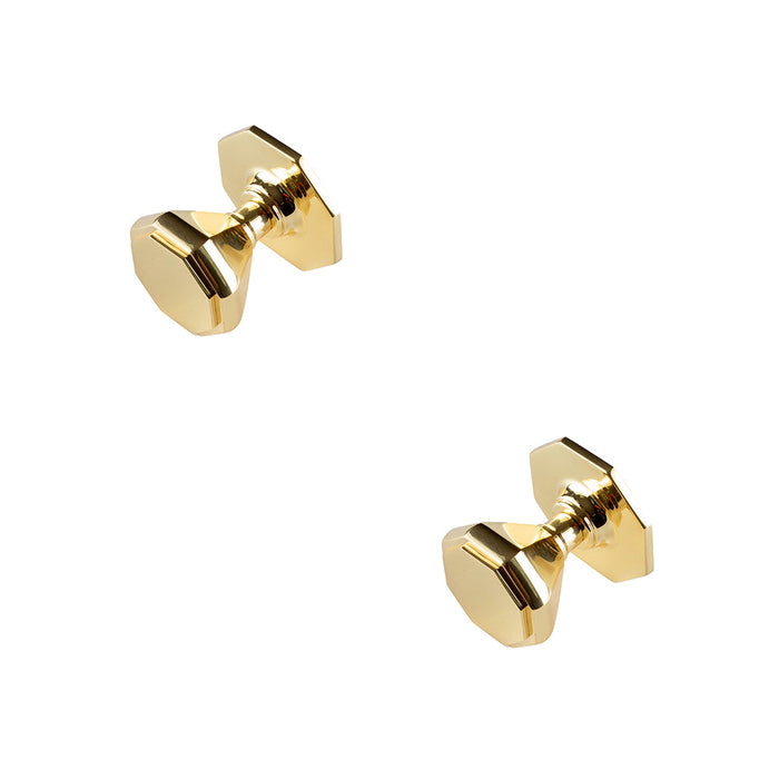 PACK Elegant 70mm Polished Brass Centre Door Knob Stylish Interiors External Front Door Knob