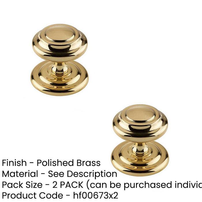 PACK Elegant 102mm Polished Brass Centre Door Knob Stylish Interiors External Front Door Knob-1