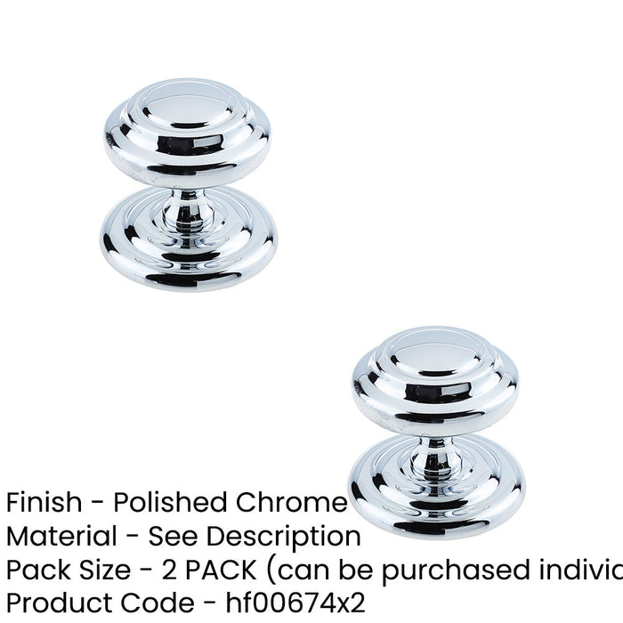 PACK Stylish Polished Chrome Door Knob 102mm Elegant Interiors External Front Door Knob-1