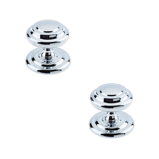 PACK Stylish Polished Chrome Door Knob 102mm Elegant Interiors External Front Door Knob