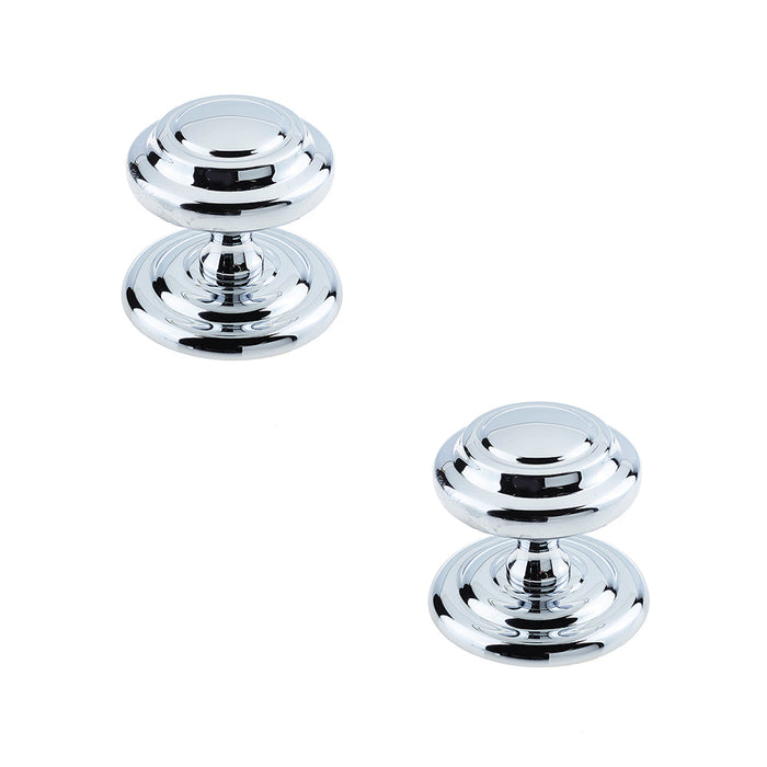 PACK Stylish Polished Chrome Door Knob 102mm Elegant Interiors External Front Door Knob