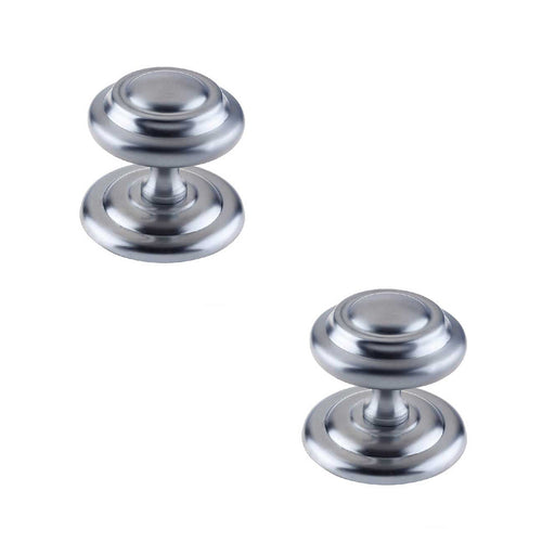 PACK Stylish 102mm Satin Chrome Centre Door Knob Modern Homes External Front Door Knob