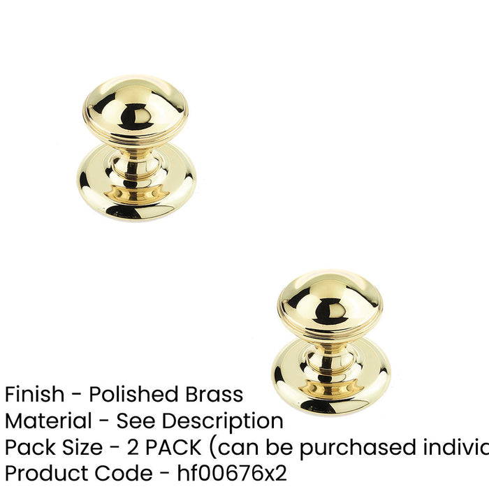 PACK Premium 66mm Polished Brass Centre Door Knob Elegant Interiors External Front Door Knob-1