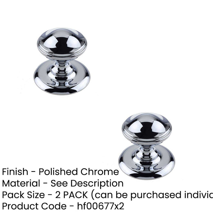 PACK Elegant 66mm Polished Chrome Centre Door Knob Modern Homes External Front Door Knob-1