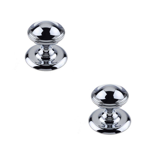 PACK Elegant 66mm Polished Chrome Centre Door Knob Modern Homes External Front Door Knob