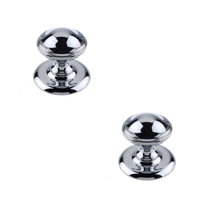 PACK Elegant 66mm Polished Chrome Centre Door Knob Modern Homes External Front Door Knob