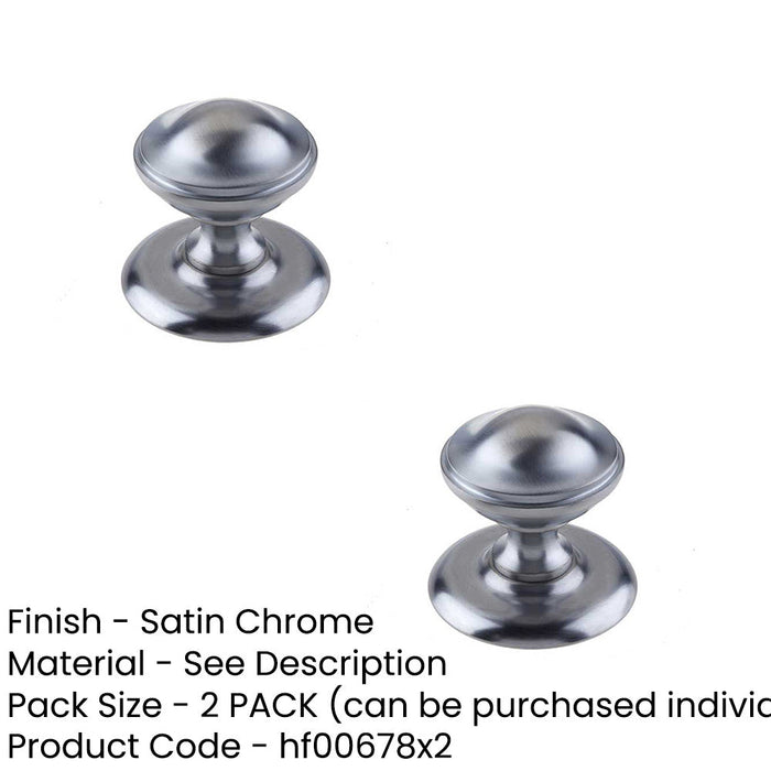 PACK Stylish 66mm Satin Chrome Centre Door Knob Modern Interiors External Front Door Knob-1