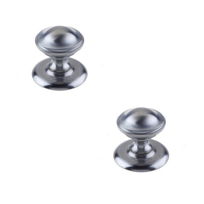 PACK Stylish 66mm Satin Chrome Centre Door Knob Modern Interiors External Front Door Knob