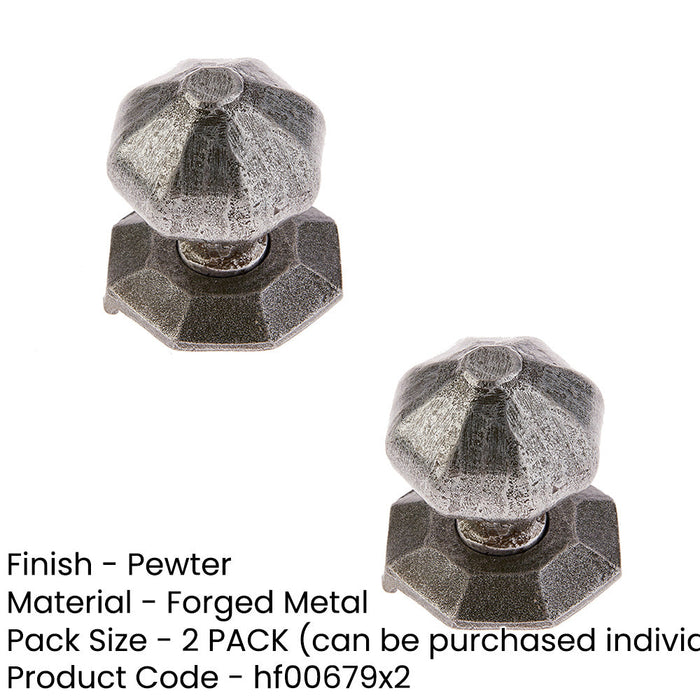 PACK Elegant 73mm Pewter Centre Door Knob Stylish Home Decor External Front Door Knob-1