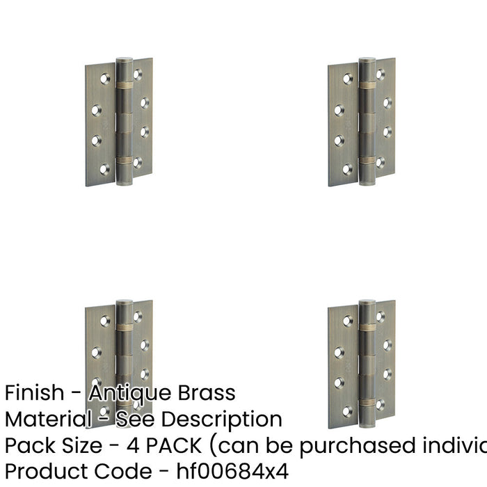 PACK Heavy-Duty Certifire Grade Stainless Steel Ball Bearing Hinges 102x76x3mm Antique Brass 30/60 Fire Door Hinge-1