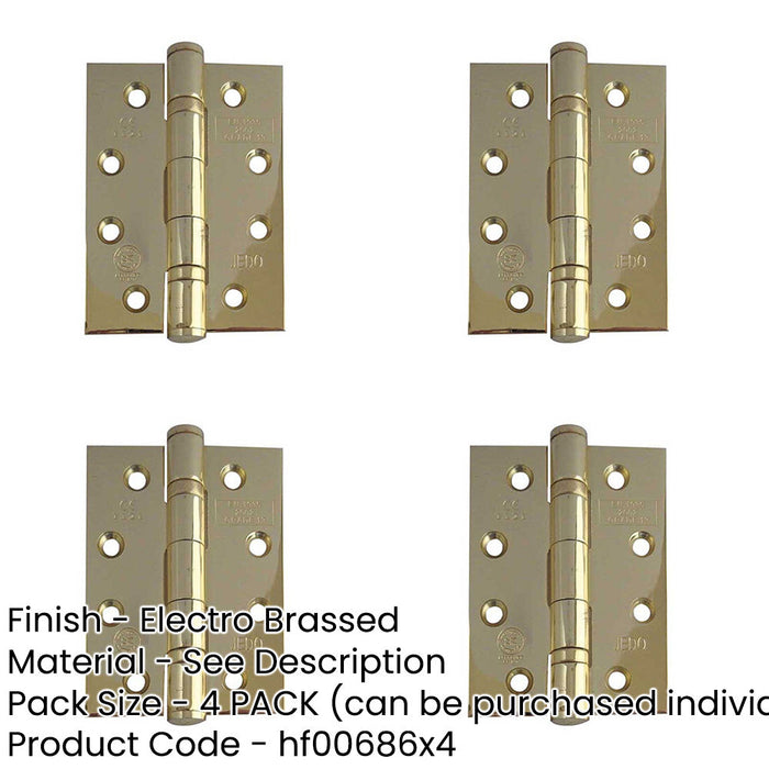 PACK Heavy-Duty Certifire Stainless Steel Ball Bearing Hinges 102x76x3mm 30/60 Fire Door Hinge-1