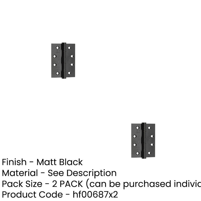 PACK Heavy-Duty Certifire Stainless Steel Ball Bearing Hinges 102x76mm Black Finish 30/60 Fire Door Hinge (1)-1