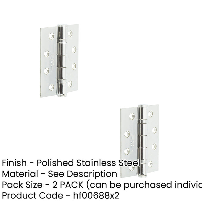 PACK Heavy-Duty Certifire Stainless Steel Grade Ball Bearing Hinges 102x76x3mm 30/60 Fire Door Hinge (1)-1
