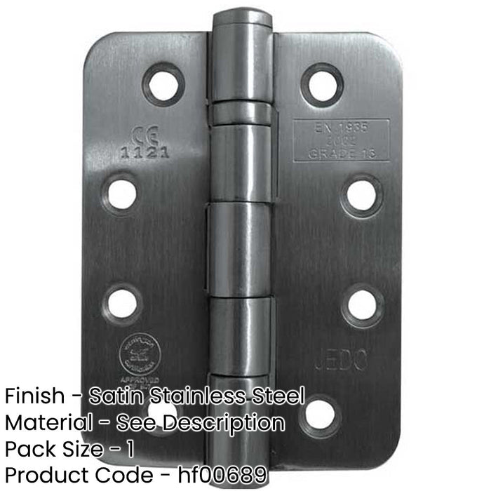 Premium Grade Radiused Ball Bearing Hinges 102x76x3mm Satin Stainless Steel 30/60 Fire Door Hinge-1