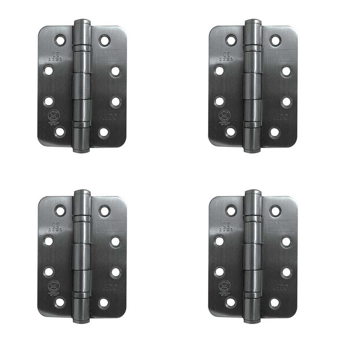 PACK Premium Grade Radiused Ball Bearing Hinges 102x76x3mm Satin Stainless Steel 30/60 Fire Door Hinge