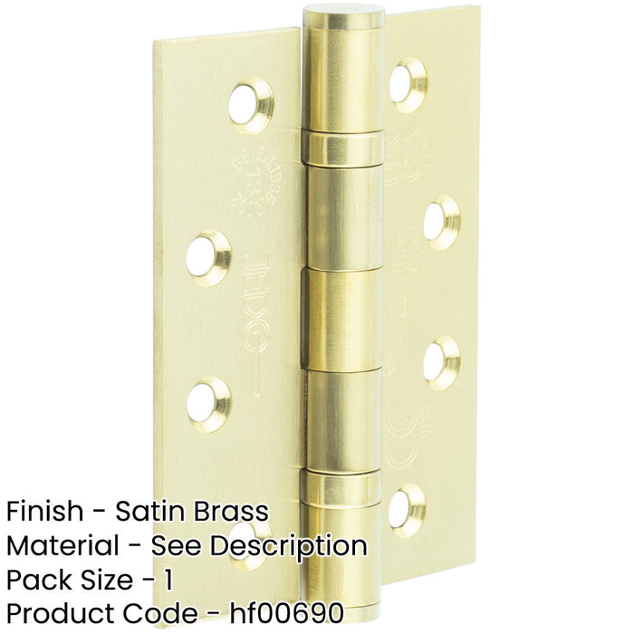 Heavy-Duty Certifire Stainless Steel Grade Ball Bearing Hinges 102x76x3mm Satin Brass Finish 30/60 Fire Door Hinge-1
