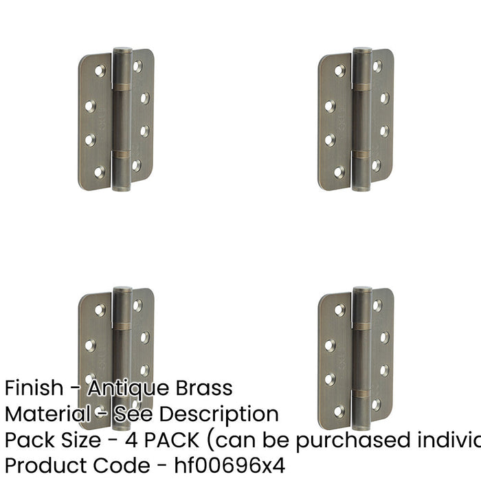PACK Premium Certifire Stainless Steel Grade Radiused Polymer Bearing Hinges 102x76x3mm 30/60 Fire Door Hinge-1
