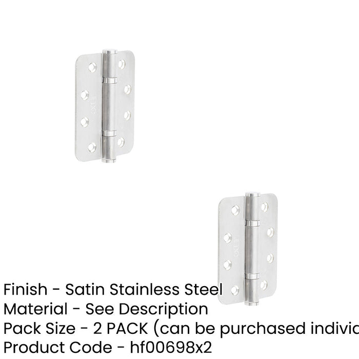 PACK High-Quality Grade Radiused Polymer Bearing Hinges Satin Stainless Steel Finish 30/60 Fire Door Hinge (1)-1