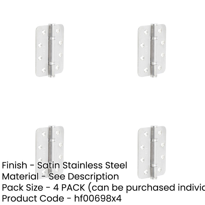 PACK High-Quality Grade Radiused Polymer Bearing Hinges Satin Stainless Steel Finish 30/60 Fire Door Hinge-1