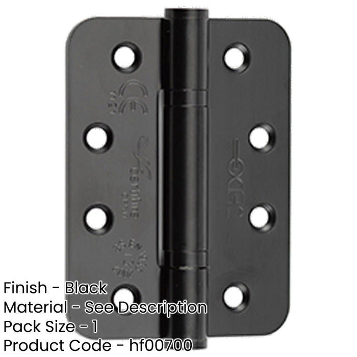 Premium Stainless Steel Grade Radiused Black Polymer Bearing Hinges 102x76x3mm 30/60 Fire Door Hinge-1