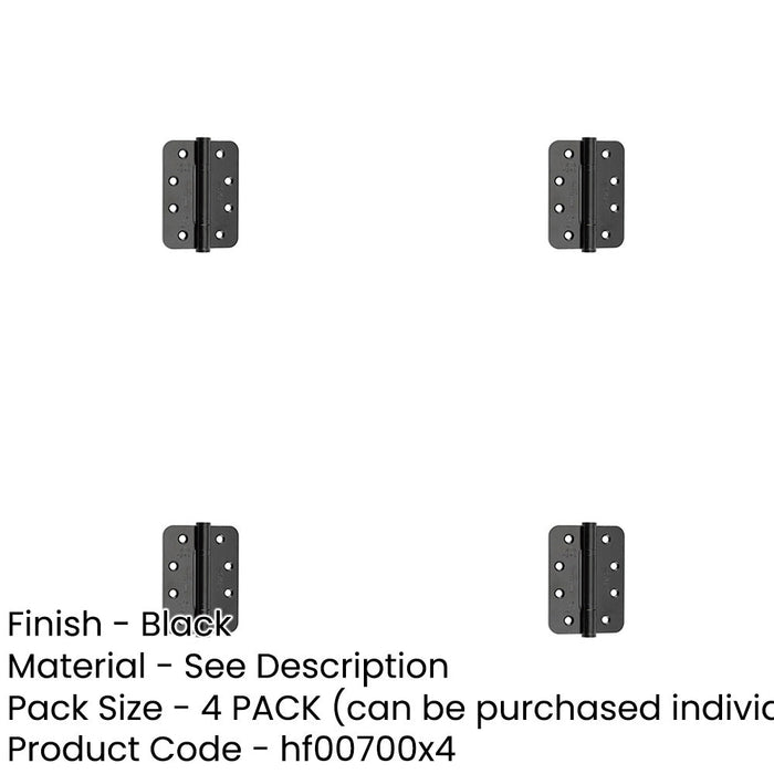 PACK Premium Stainless Steel Grade Radiused Black Polymer Bearing Hinges 102x76x3mm 30/60 Fire Door Hinge-1