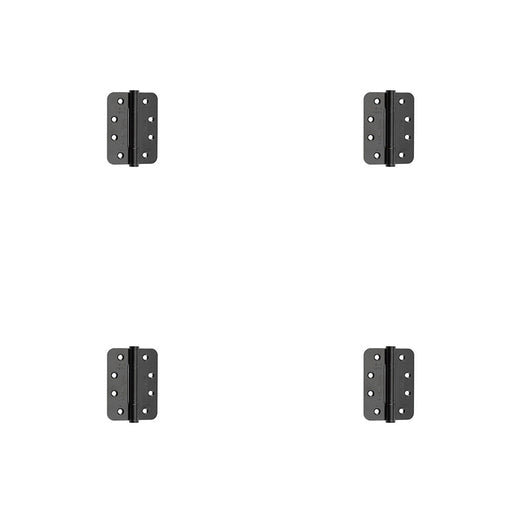 PACK Premium Stainless Steel Grade Radiused Black Polymer Bearing Hinges 102x76x3mm 30/60 Fire Door Hinge