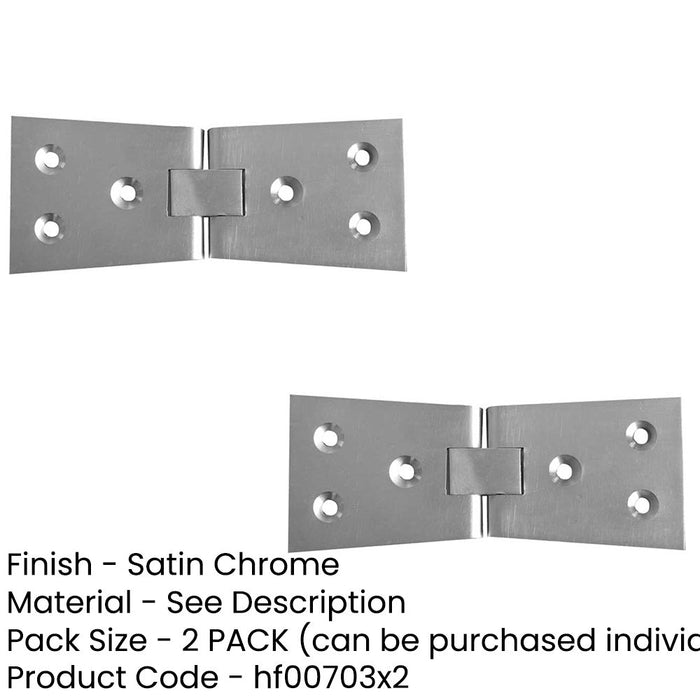 PACK Satin Chrome Counter Flap Hinge 99x40x1mm Durable Installations Lift Hatch-1
