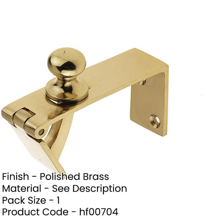 Polished Brass Counter Flap Catch 80x38mm Secure Closure Lift Hatch-1