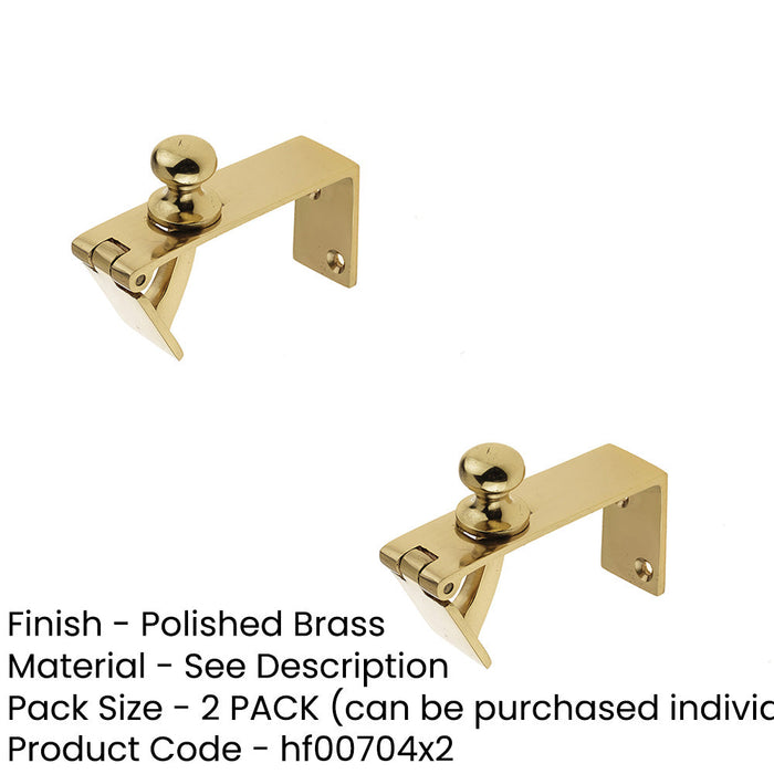 PACK Polished Brass Counter Flap Catch 80x38mm Secure Closure Lift Hatch-1