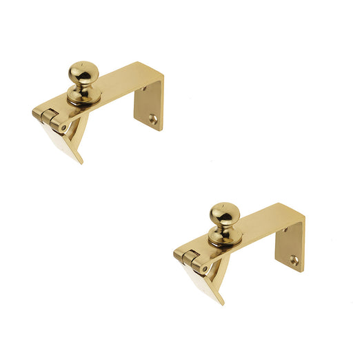 PACK Polished Brass Counter Flap Catch 80x38mm Secure Closure Lift Hatch