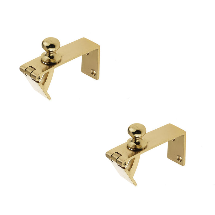 PACK Polished Brass Counter Flap Catch 80x38mm Secure Closure Lift Hatch
