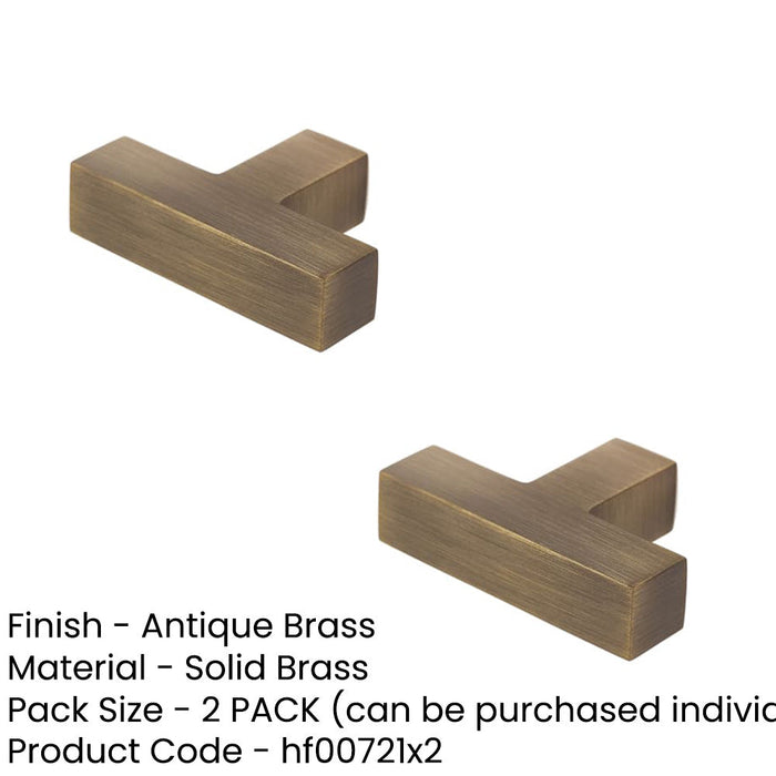 PACK Stylish Square Cupboard Knob Antique Brass Finish Kitchen Cabinet Knob (1)-1