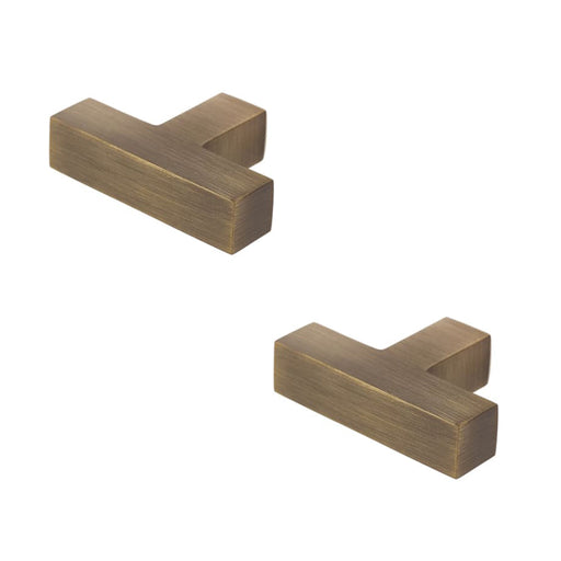 PACK Stylish Square Cupboard Knob Antique Brass Finish Kitchen Cabinet Knob (1)