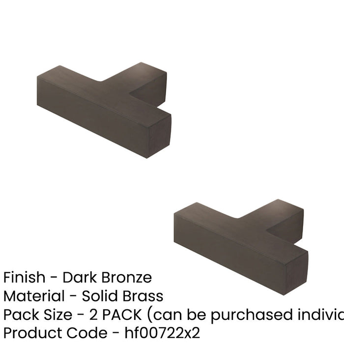PACK Stylish T-Bar Square Cupboard Knob Dark Bronze Finish Kitchen Cabinet Knob (1)-1