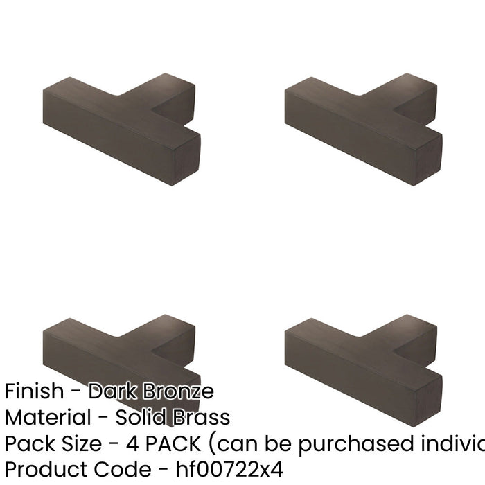 PACK Stylish T-Bar Square Cupboard Knob Dark Bronze Finish Kitchen Cabinet Knob-1