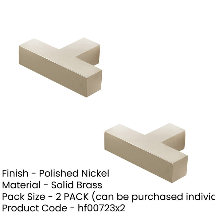 PACK Stylish T-Bar Square Cupboard Knob Polished Nickel Finish Kitchen Cabinet Knob (1)-1