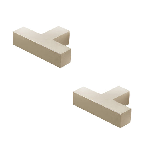 PACK Stylish T-Bar Square Cupboard Knob Polished Nickel Finish Kitchen Cabinet Knob (1)