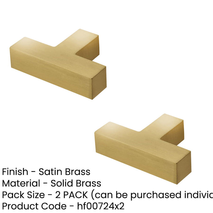 PACK Modern Square Cupboard Knob Satin Brass Elegant Durable Design Kitchen Cabinet Knob (1)-1