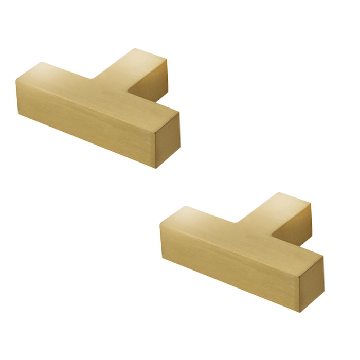 PACK Modern Square Cupboard Knob Satin Brass Elegant Durable Design Kitchen Cabinet Knob (1)