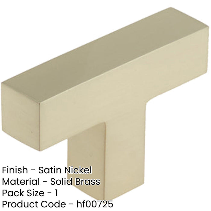 Modern T-Bar Square Cupboard Knob Satin Nickel Finish Kitchen Cabinet Knob-1