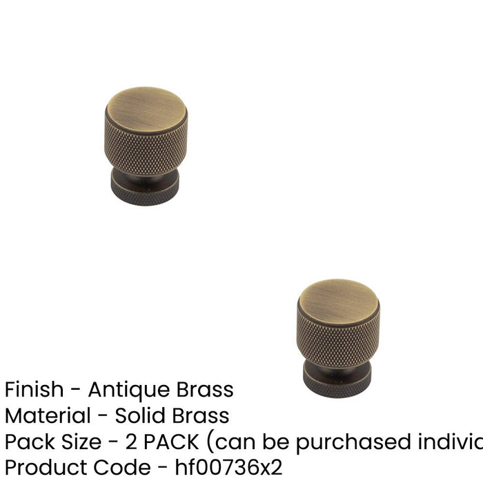 PACK Antique Brass Knurled Cupboard Knob Elegant Interiors Kitchen Cabinet Knob (1)-1